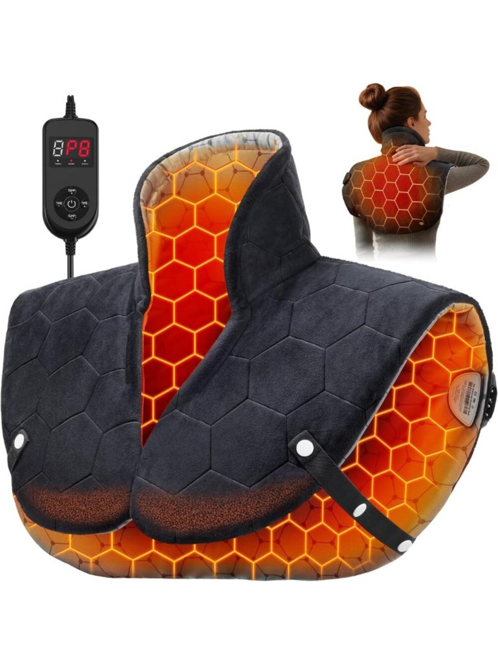 Fast-Heating Far Infrared Heating Pad for Neck, Shoulders & Back Relief